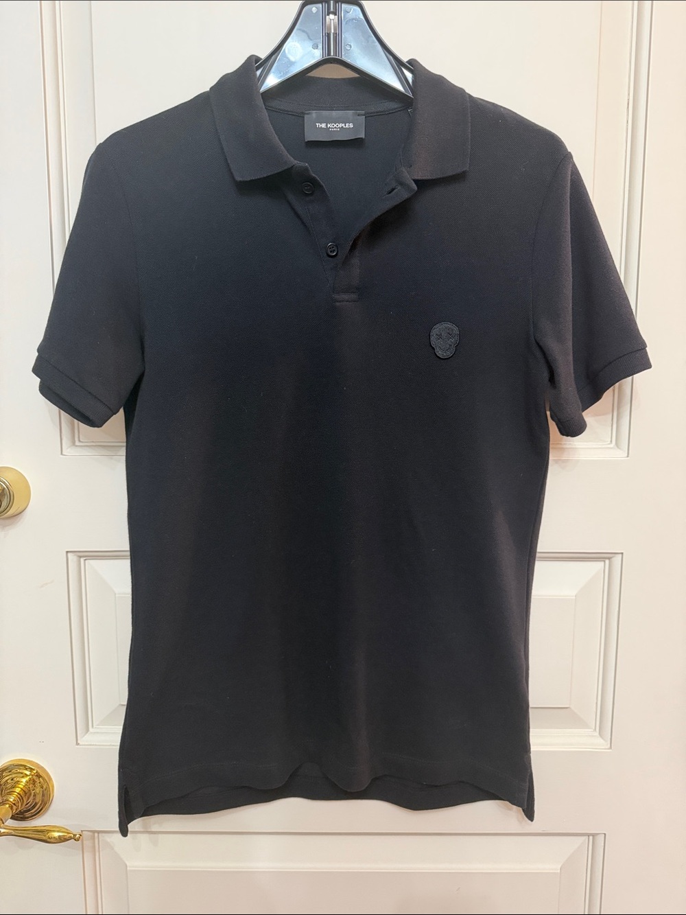 The Kooples Black Polo with Subtle Skull Emblem